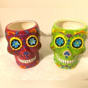 2 Sugar Skull Ceramic Mug / Day of The Dead Coffee Cup New Cocinaware